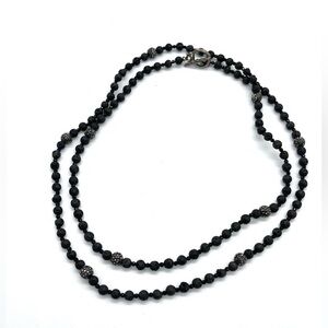 Long Lava Rocks with Crystal Accent Necklace w/ Serpentine closure